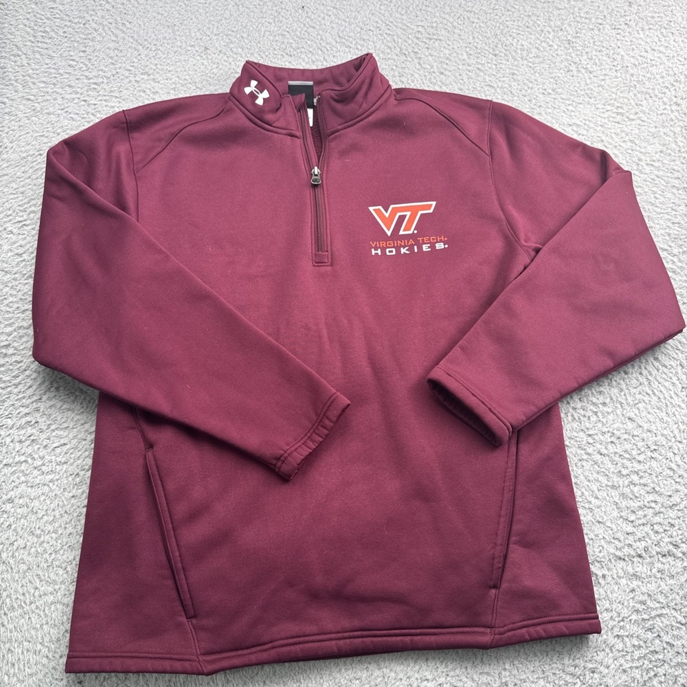 Under Armour Virginia Tech Hokies 1/4 Zip Pullover Mens Small NCAA Burgundy